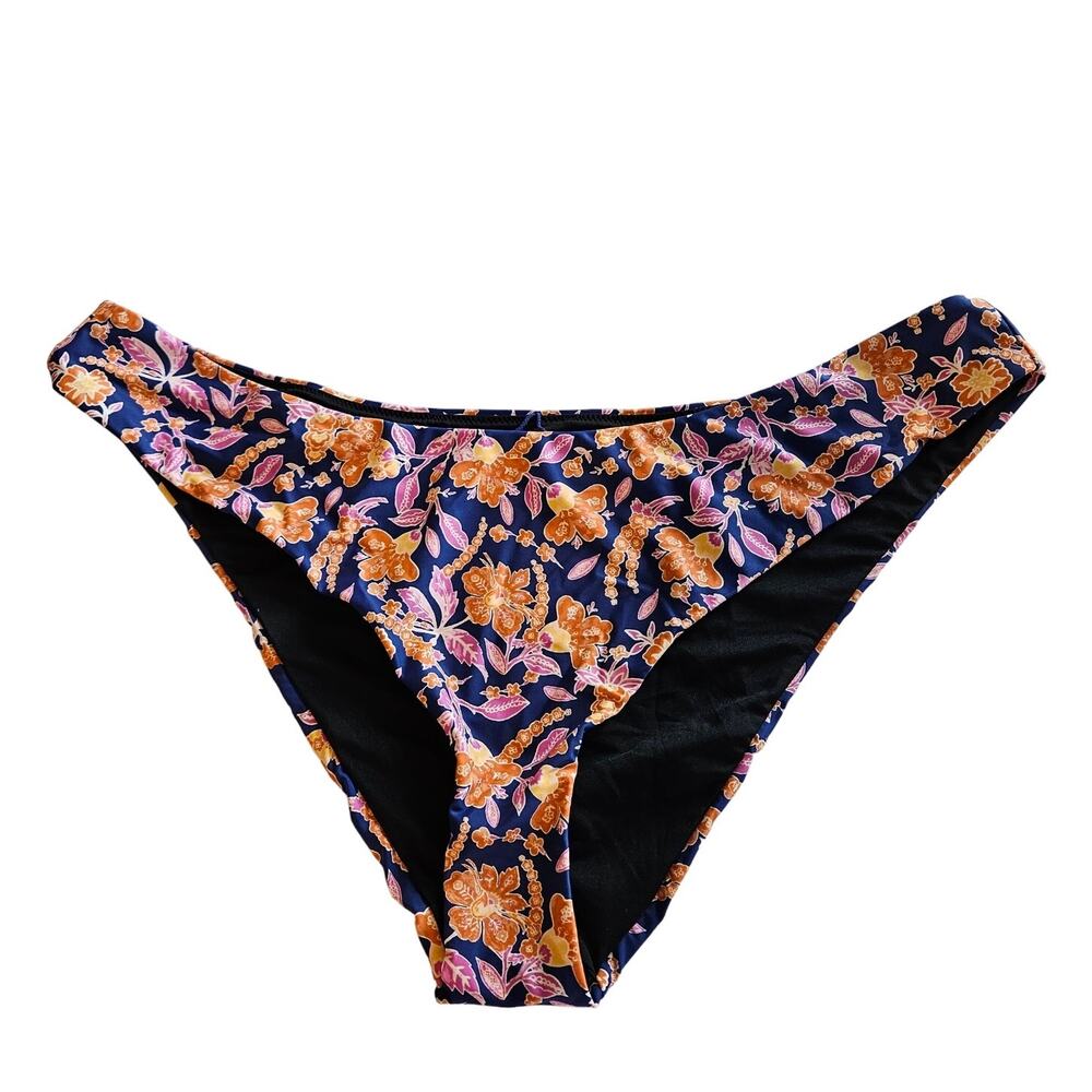 J Crew Curved Waist Cheeky Bikini Bottom in Gathered Floral Block Print Plus XXL